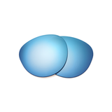 Two blue mirrored sunglasses lens replacement drops overlapping on a solid white background.