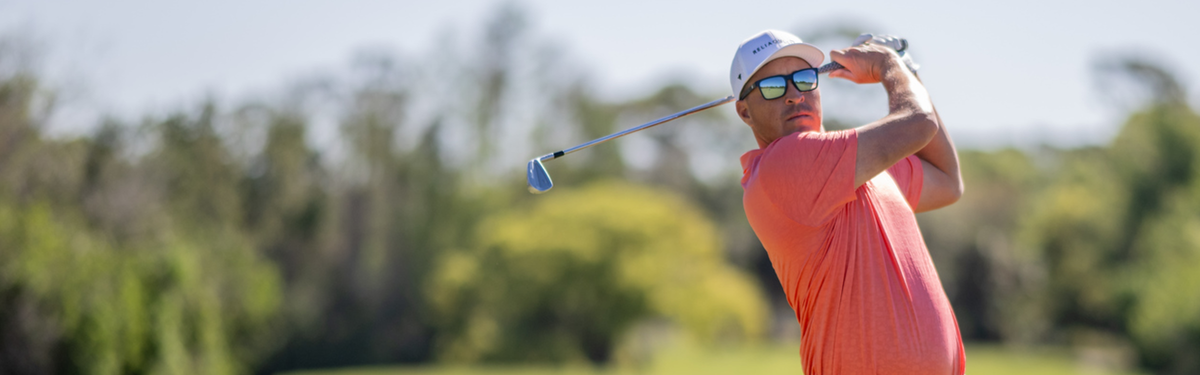 Kevin Roy wearing RIA Golf Sunglasses