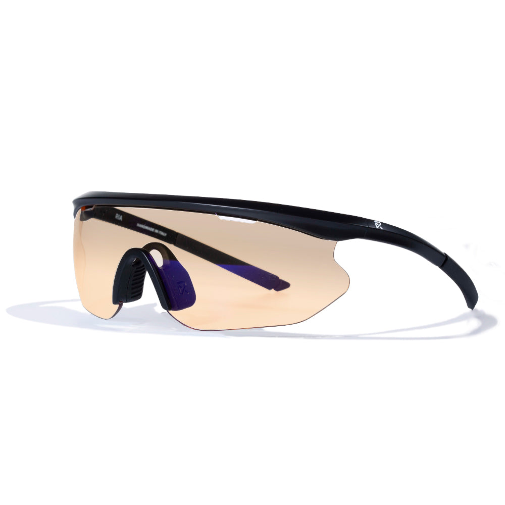 Model One [Hybrid Orange HD+] | Low-Light Sunglasses for Tennis & Pickleball | Ria Eyewear Carbon Black / Hybrid Orange HD+